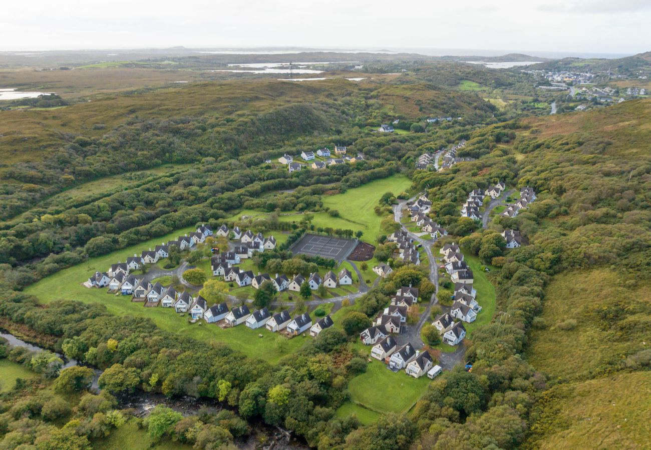 Clifden Glen Holiday Village No 30. Ariel view of Clifden Glen Holiday Village. Countryside, Connemara landscape.