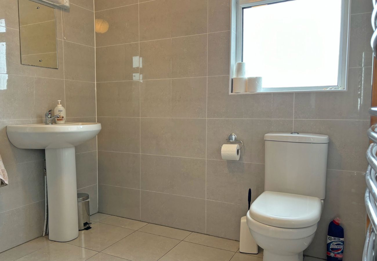 Conroy's Cottage Carna. Modern bathroom with WC and sink. 